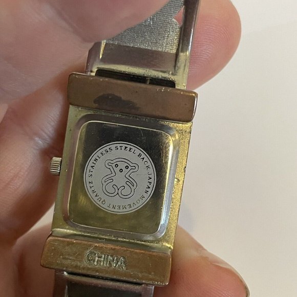 Silver Tone Pink Dial Monkey and Crystals Womens Cuff Watch Bracelet New Battery - Picture 10 of 10